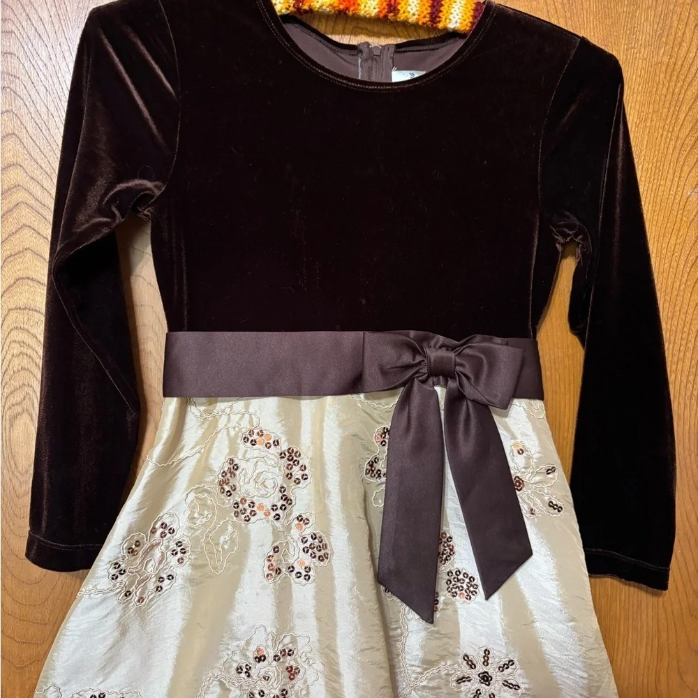 Rare Editions Velvet and Floral Kids Dress